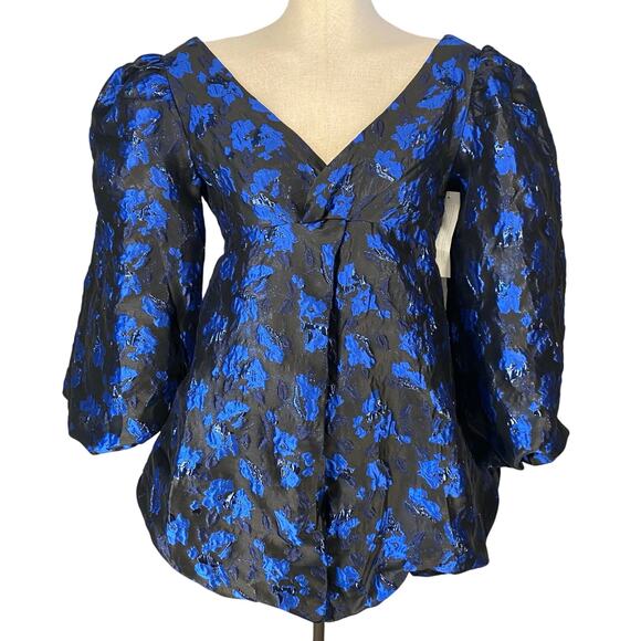 💙 Sister Jane Floral Puff Sleeve Bubble Hem Dress XS 💙 - Picture 1 of 16